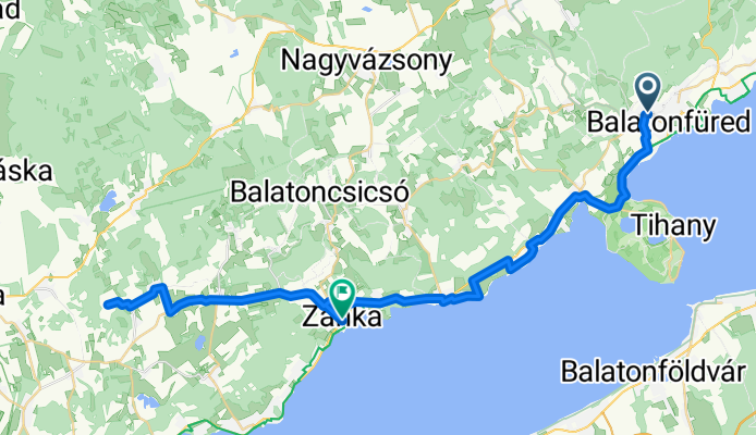 Arácsi út 1–7., Balatonfüred to Rákóczi Ferenc utca, Zánka