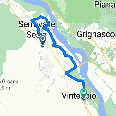 Da Via Ducale Antica 10, Serravalle Sesia a Via del Baraggione 8, Serravalle Sesia