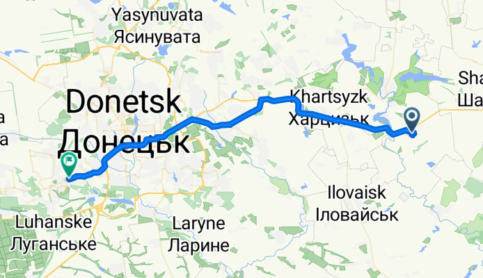 От Unnamed Road, Зугрес до вулиця Петровського 94, Донецьк