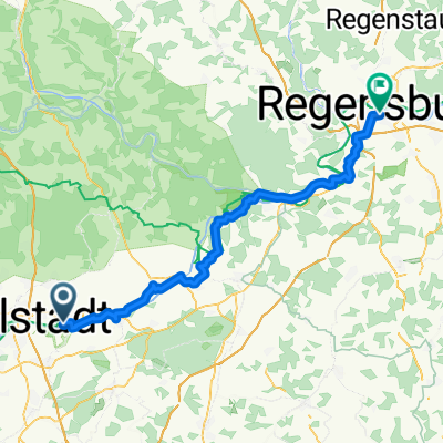 Nibelungenstraße 51, Großmehring nach Hemauerstraße 1A, Regensburg