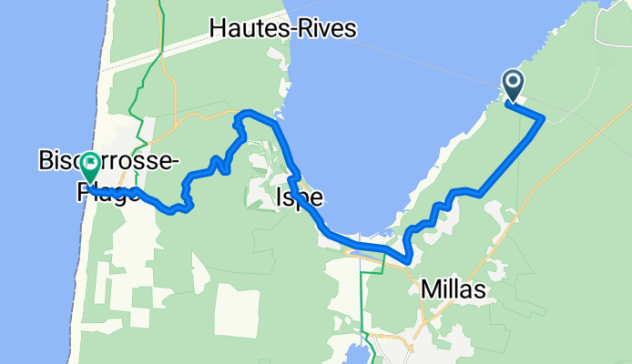Itinéraire à partir de Route de la Rive, Biscarrosse