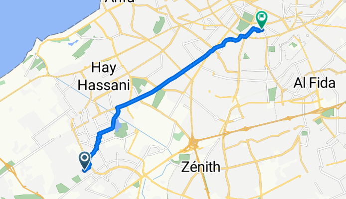 De Rue 17 Lotissement Zoubir, Casablanca à Rue Riad, Casablanca