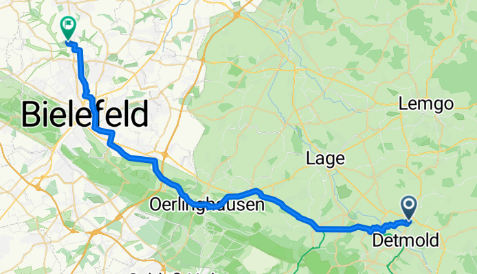 Grünstraße 20, Detmold nach Köckerwald 38, Bielefeld