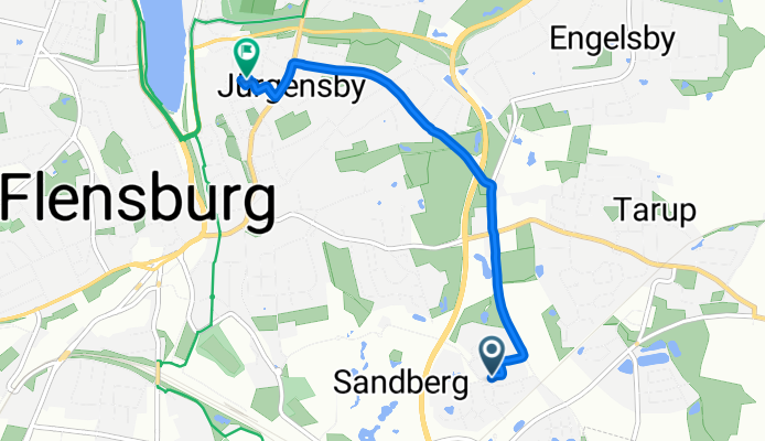 Hofallee 6A, Flensburg nach Jürgensgaarder Straße 9B, Flensburg