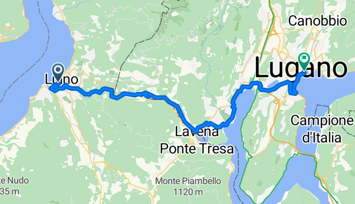 Viale Amendola 19, Luino nach Via Canova 6900, Lugano