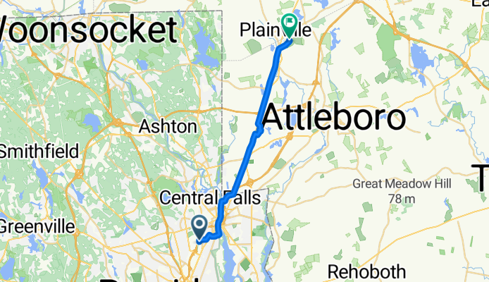 205 Esten Ave, Pawtucket to 300 Elmwood St, North Attleboro