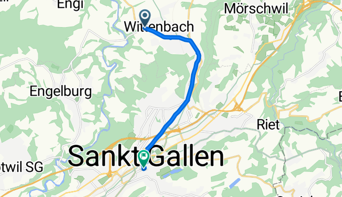Romanshornerstrasse 108, Wittenbach nach Gallusstrasse 32, St. Gallen