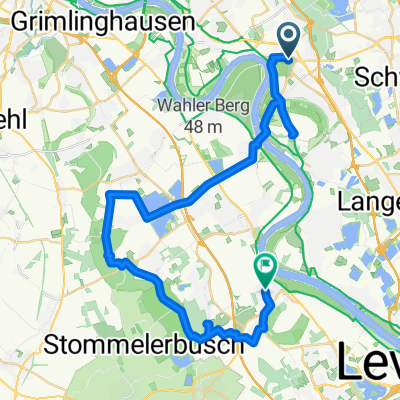 Benrather Schloßallee 104, Düsseldorf nach Hackenbroicher Straße 106–114, Köln