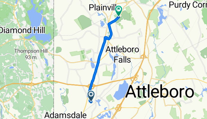 1360 S Washington St, North Attleboro to 257 Elmwood St, North Attleboro