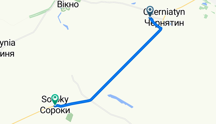 вулиця Вітовського 8, Чернятин to вулиця Незалежності 15, Сороки