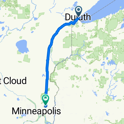 411 W First St, Duluth to 5045 Division Ave, White Bear Lake