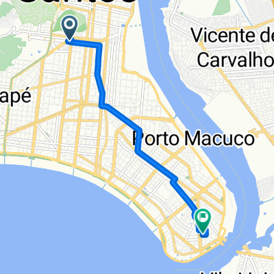 De Praça Belmiro Ribeiro, 6, Santos a Rua Doutor Egídio Martins, 180, Santos