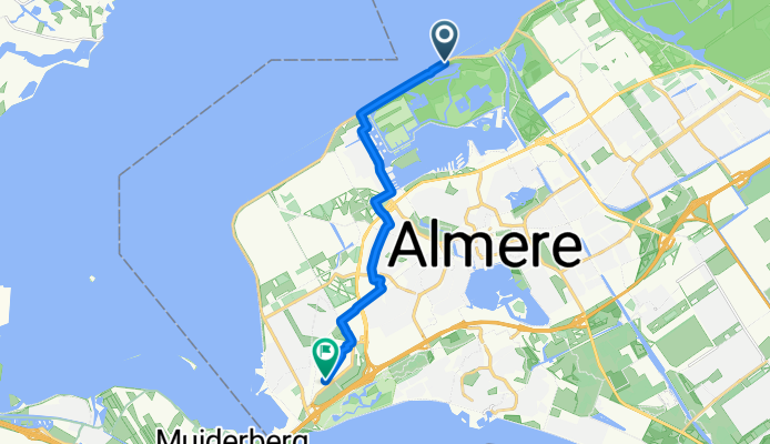Oostvaardersdijk, Almere naar Pim Mulierstraat 102, Almere