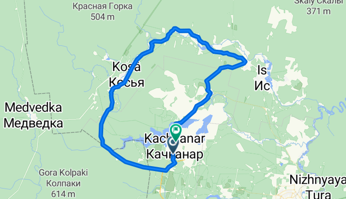 От Качканар до улица Свердлова 5б, Качканар