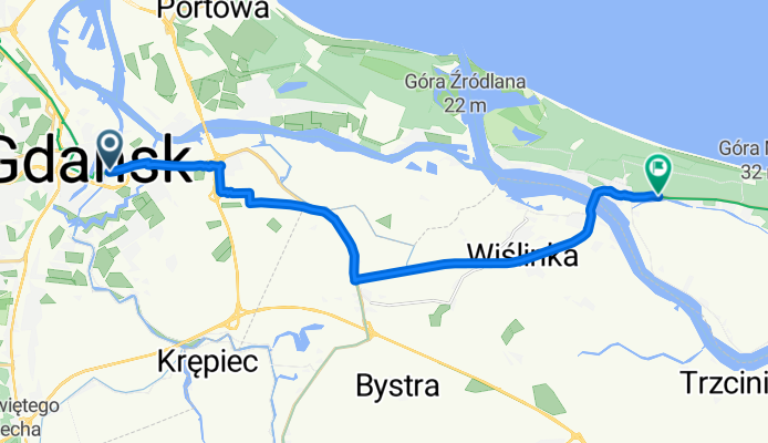 Długie Ogrody 11, Gdańsk do Turystyczna 72c, Gdańsk