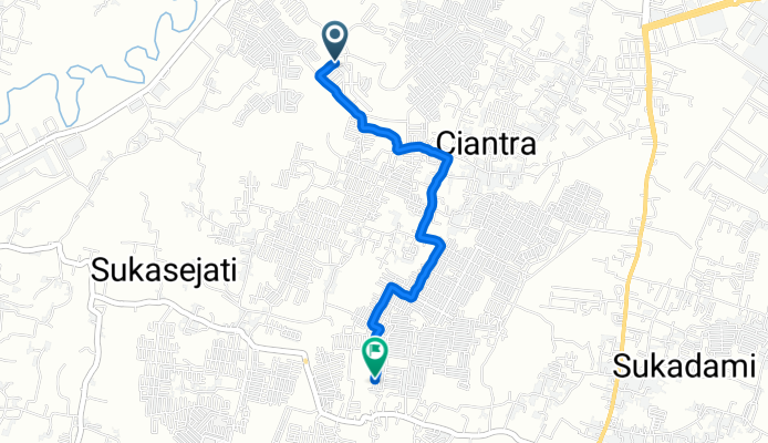 Jalan Cifest Hill, Cikarang Selatan to Jalan Raya Serang - Setu 15, Cikarang Selatan