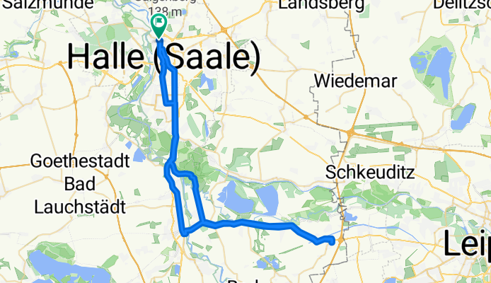 nach Günthersdorf über Merseburg und Saale+Elster-Aue