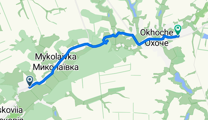 От О212139, Миколаївка до Unnamed Road, Охоче