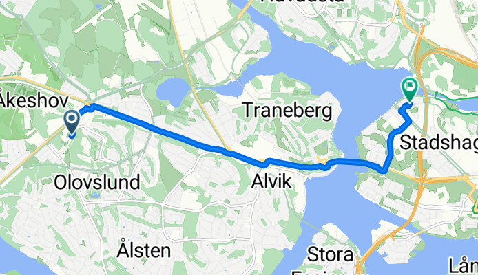 Tunnlandsvägen 93, Stockholm to Franzéngatan 46, Stockholm