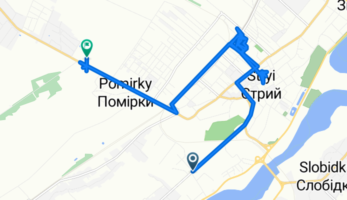 вул. Саксаганського, Стрий to вулиця Дрогобицька 193, Стрий