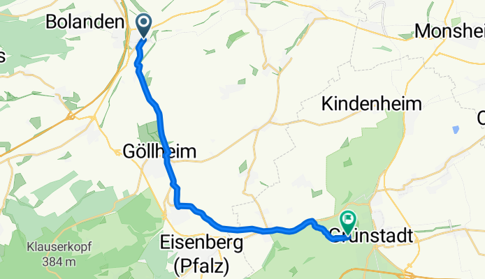 Kirchstraße 22, Marnheim nach Am Mertesheimer Weg 2, Grünstadt
