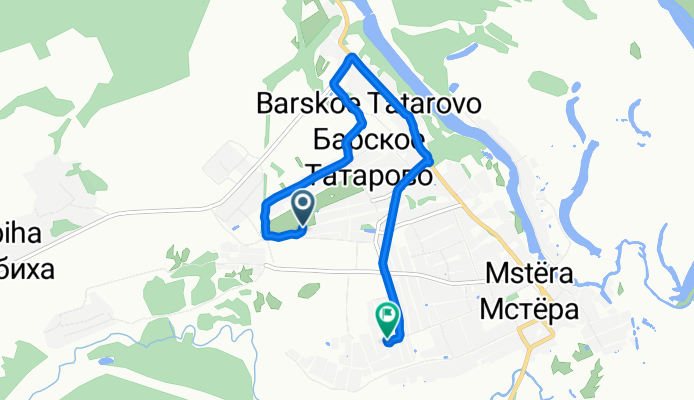 От Полевая улица, 20, Мстера до Косогорная улица, 13А, Мстера