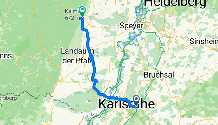 Pfinzstraße, Karlsruhe nach Exterstraße 2, Neustadt an der Weinstraße
