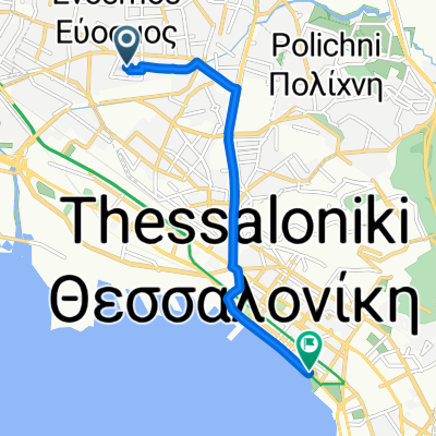 Κωστή Παλαμά 10, Εύοσμος to Δημητρίου Γούναρη 1, Θεσσαλονίκη