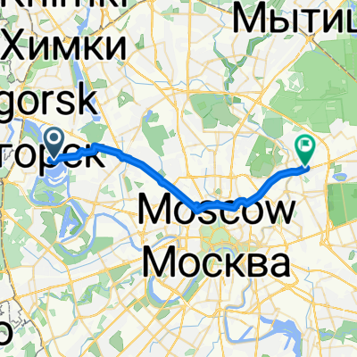 От Строгинское шоссе, 3, Москва до Большая Черкизовская улица, 5 к4, Москва