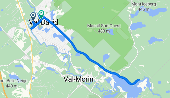De Chemin de la Rivière 1390, Val-David à Rue de l'Église 2481, Val-David