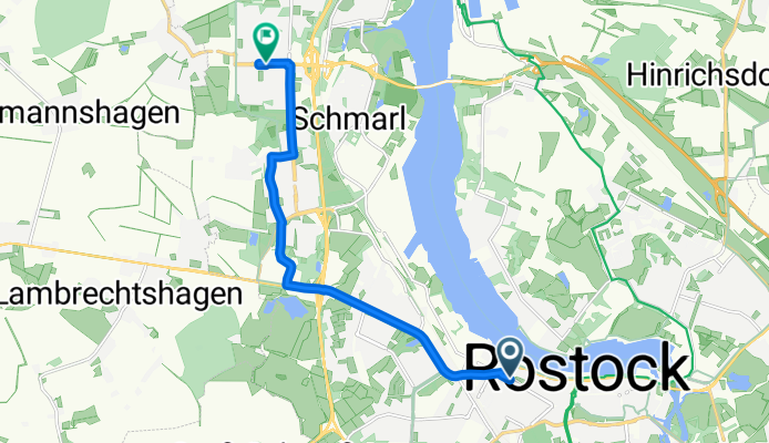 Doberaner Straße 48–56, Rostock nach Warnowallee 6–8, Rostock