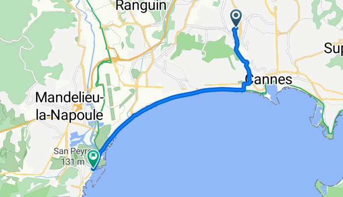 33 Chemin du Périer, Cannes to 26–266 Boulevard Henri Clews, Mandelieu-la-Napoule