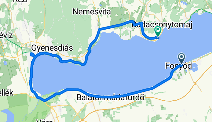 Route from Fürdő utca, Fonyód