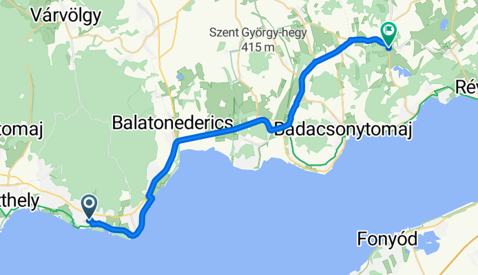 Route von Aradi utca 2–4., Vonyarcvashegy