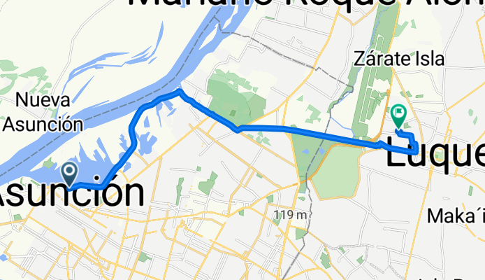 Da Costanera José Asunción Flores, Asunción a Jose. B. Ortiz, Luque