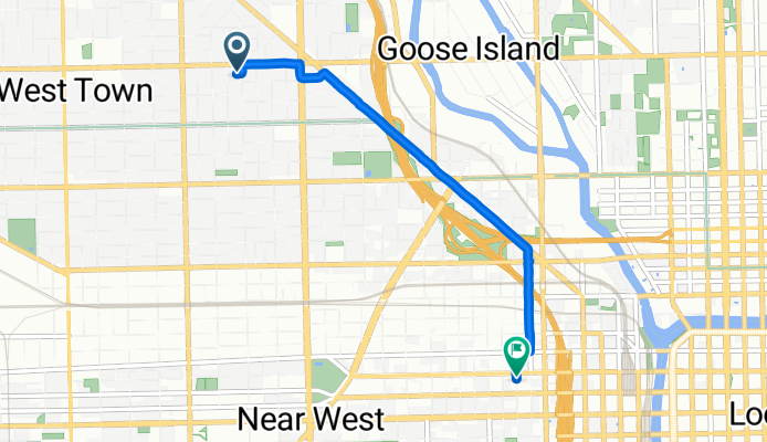 1808 W Haddon Ave, Chicago to 100–158 N Peoria St, Chicago