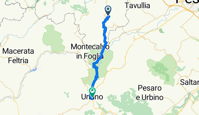 Via San Giuseppe 736, Saludecio nach Via Vittorio Veneto 58, Urbino