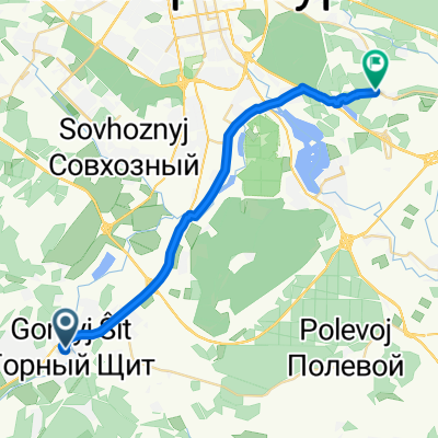 От улица Ленина 12, Горный Щит до улица Варшавская 2Б, Екатеринбург