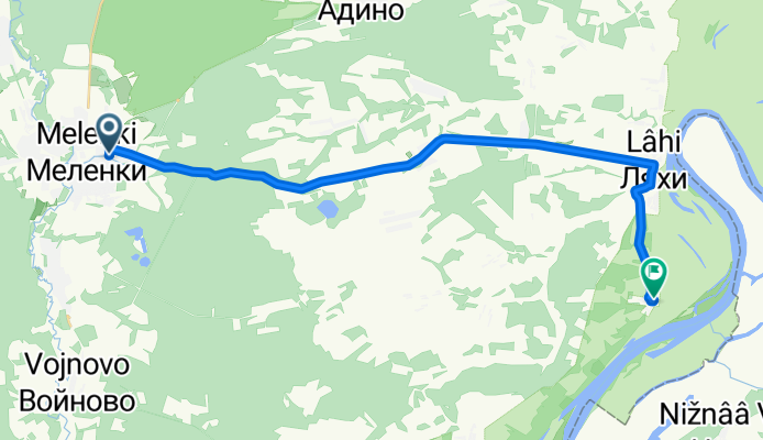 От улица Конышева 34, Меленки до улица Приозерная, Казнево
