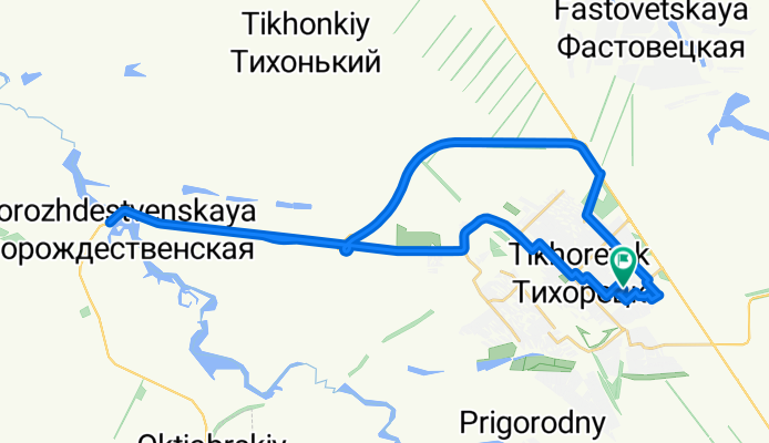 От улица Передовая 65, Тихорецк до улица Передовая 63, Тихорецк