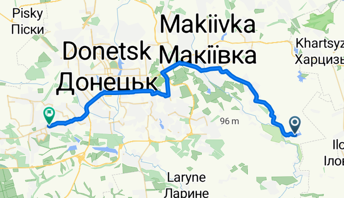 От Unnamed Road, Макіївська міськрада до вулиця Петровського 94, Донецьк