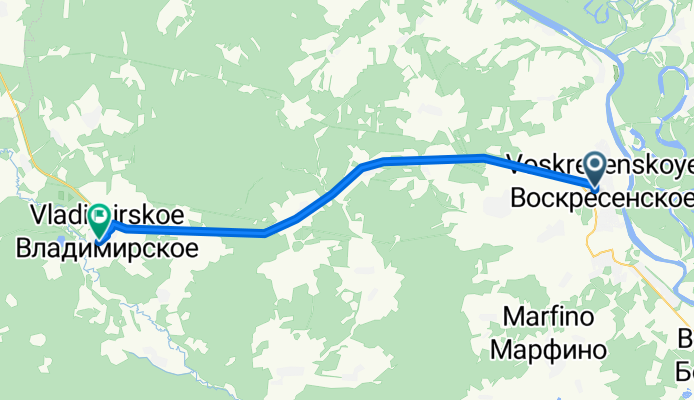 От Красноармейская улица 7А, Воскресенское до Октябрьская улица 40, Владимирское