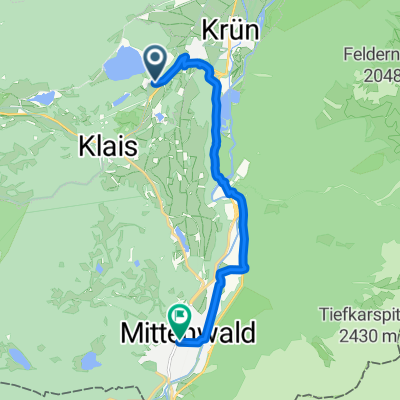 Am Barmsee 17–19, Krün nach Dammkarstraße 3, Mittenwald