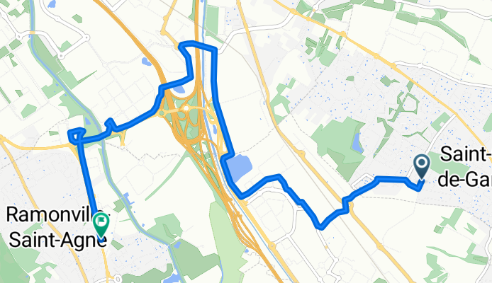 De 12 Rue de la Pradelle, Saint-Orens-de-Gameville à Square de la Paix, Ramonville-Saint-Agne