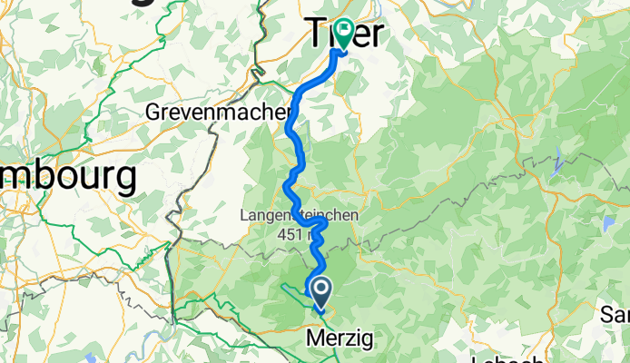 Bezirkstraße 78B, Merzig naar Metzer Allee 6, Trier