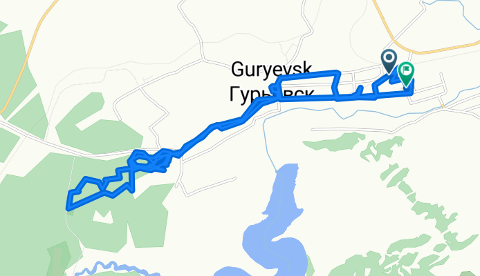 От переулок Николаева 6, Гурьевск до Партизанская улица 8, Гурьевск