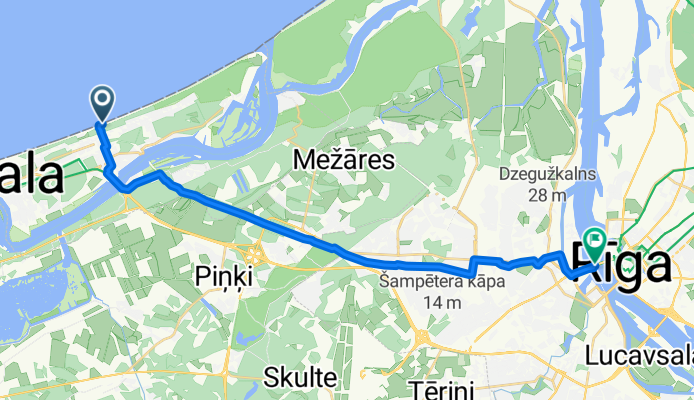 Vienības prospekts 2, Jūrmala do Krišjāņa Valdemāra iela 1, Rīga