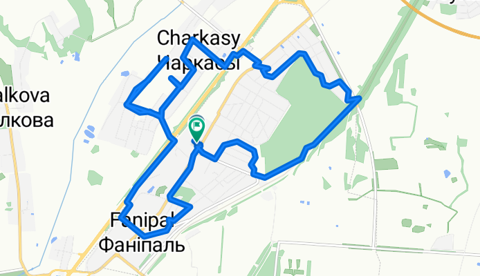 От улица Зелёная 3, Фаниполь до улица Зелёная 3, Фаниполь