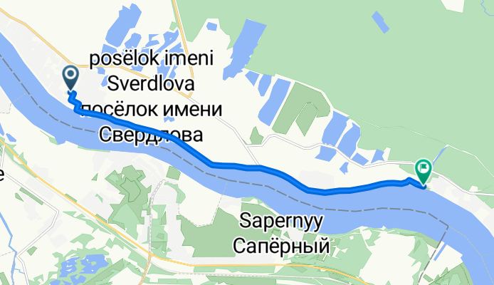 От Западный проезд, 4, Свердловское до улица Малые Пороги, 20, Свердловское