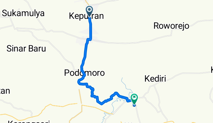 Jalan Letnan Sarbini No. 737, Kecamatan Sukoharjo to Jalan Manggis, Kecamatan Gading Rejo